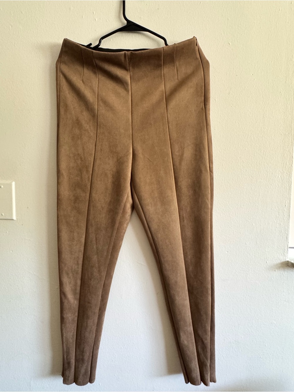 Zara Slim Faux Suede Pants - Brown